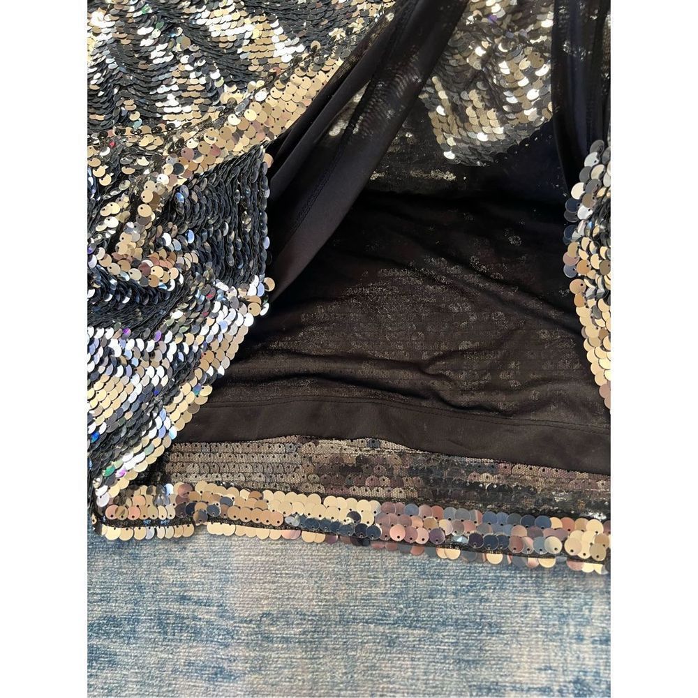 Nwt! Open Edit Silver Black Sequin Shift Dress W … - image 4